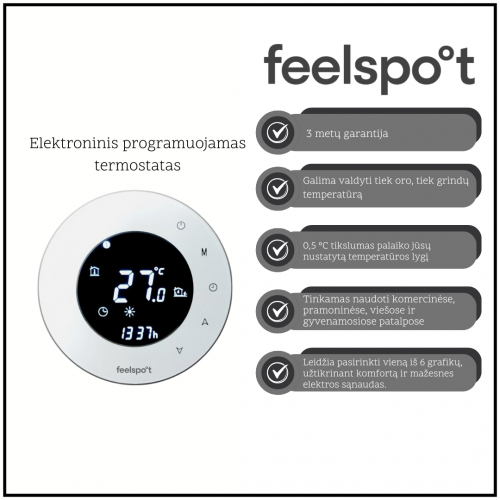 Elektroninis programuojamas termostatas Feelspot WTH93.36